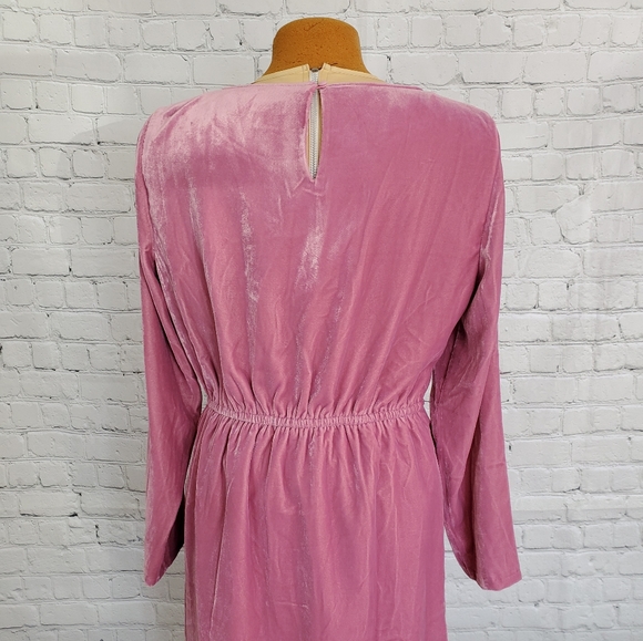 J Crew Rose Velvet Dress Tulip Hem Pink Velvet - Picture 4 of 8